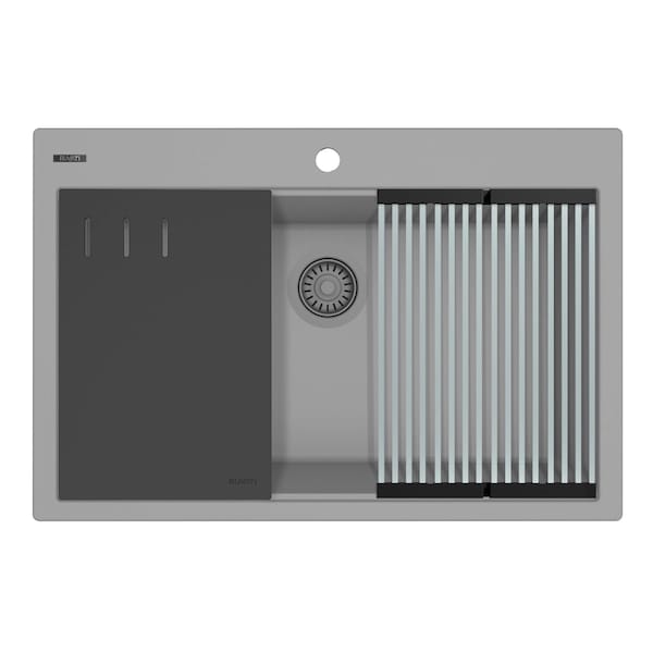 Ruvati 33-inch Granite Composite Workstation Drop-in Topmount Kitchen Sink Urban Gray RVG1306UG - main